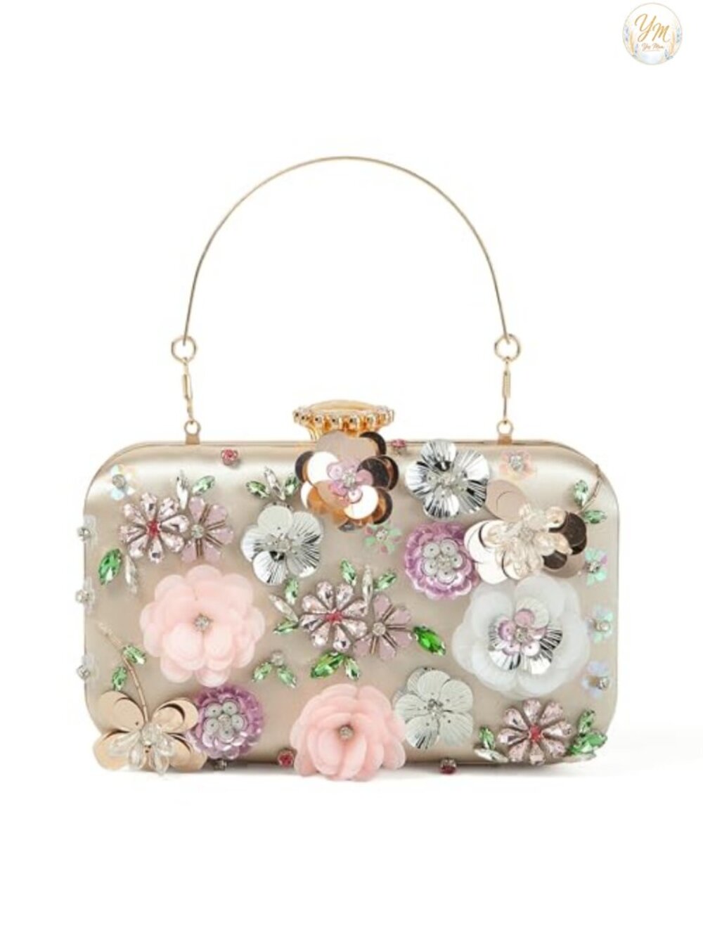 Vintage Floral Embroidered Clutch Evening Bag Silk Chain Purse Wedding